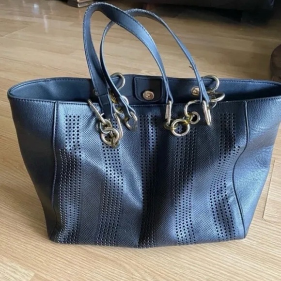 Apt.9 Black Large Straw Leather Handbag - Picture 1 of 12